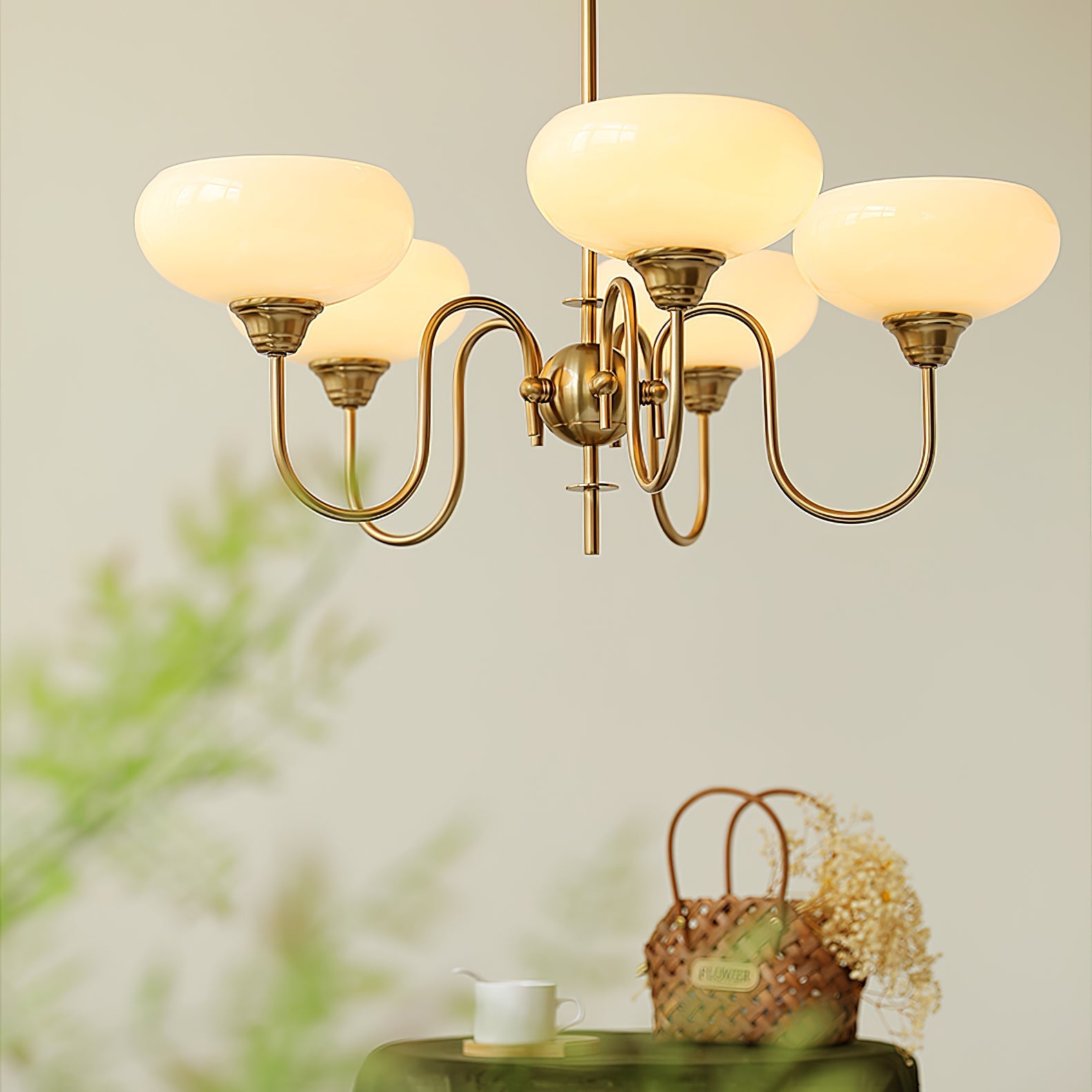 Alessio Vintage LED Metal Multi Lampshade Creamy White Yellow Bulbs Luxury Bedroom Living Room Pendant Light, Gold/Chrome