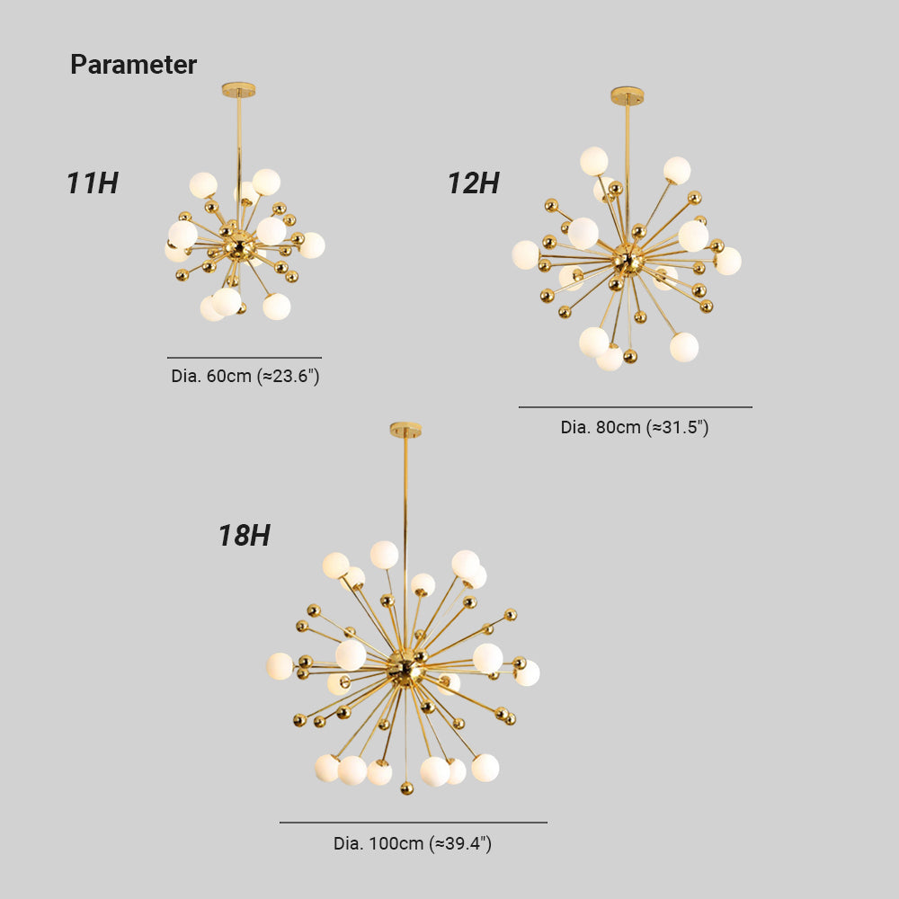 Alessio Modern LED Chandelier Gold Glass Living/Dining Room/Bedroom