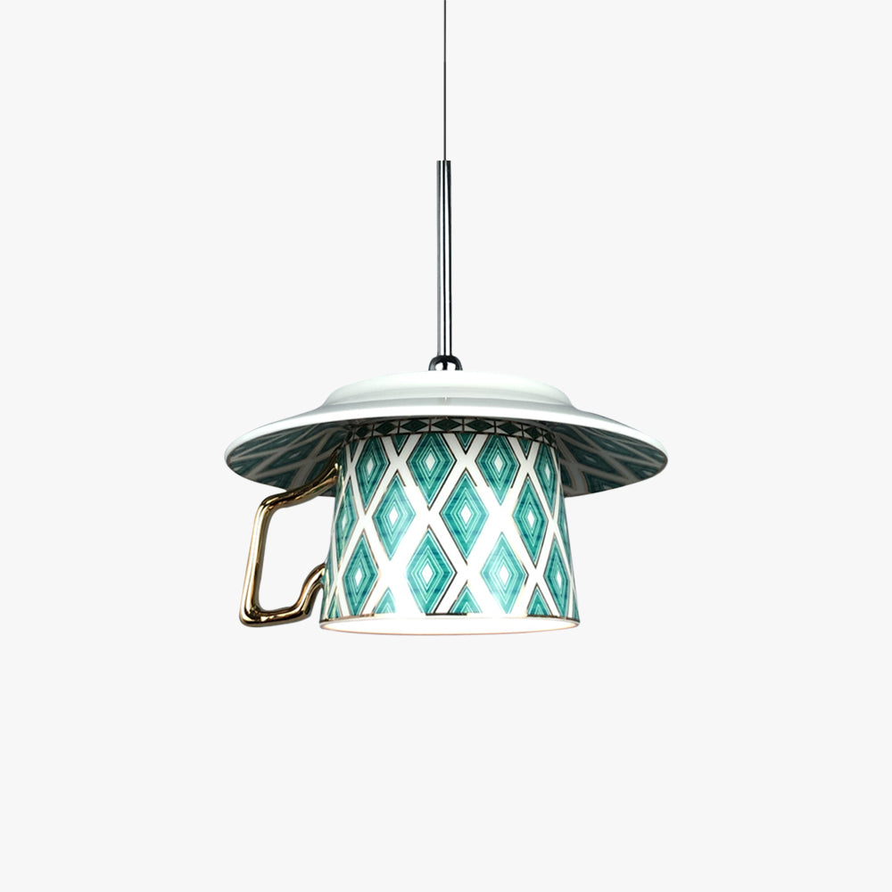 Hailie Vintage Argyle Pattern Cup Ceramic Pendant Light Bedroom