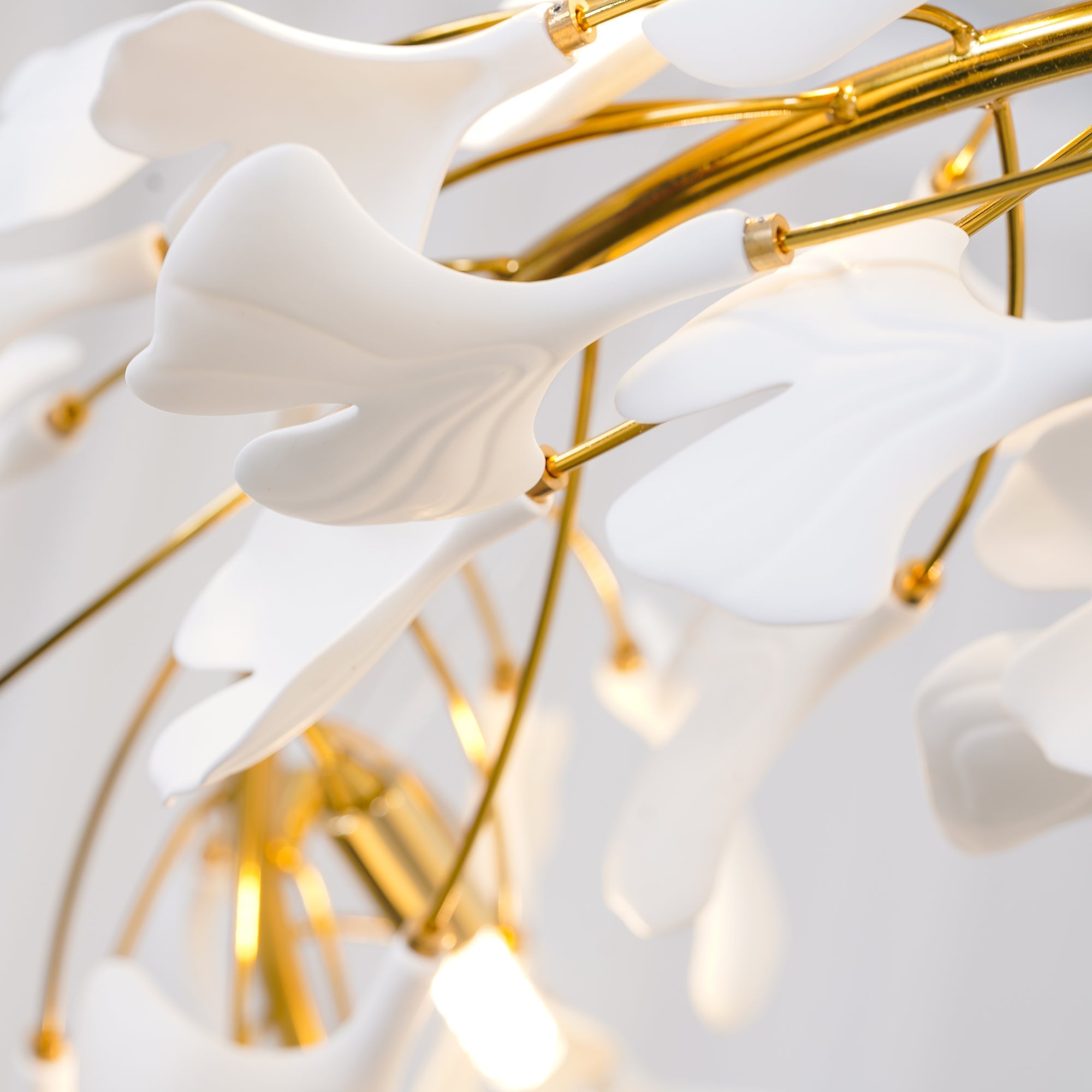 Olivia GinkLuxe Modern Golden LED Chandelier, Metal & Ceramic