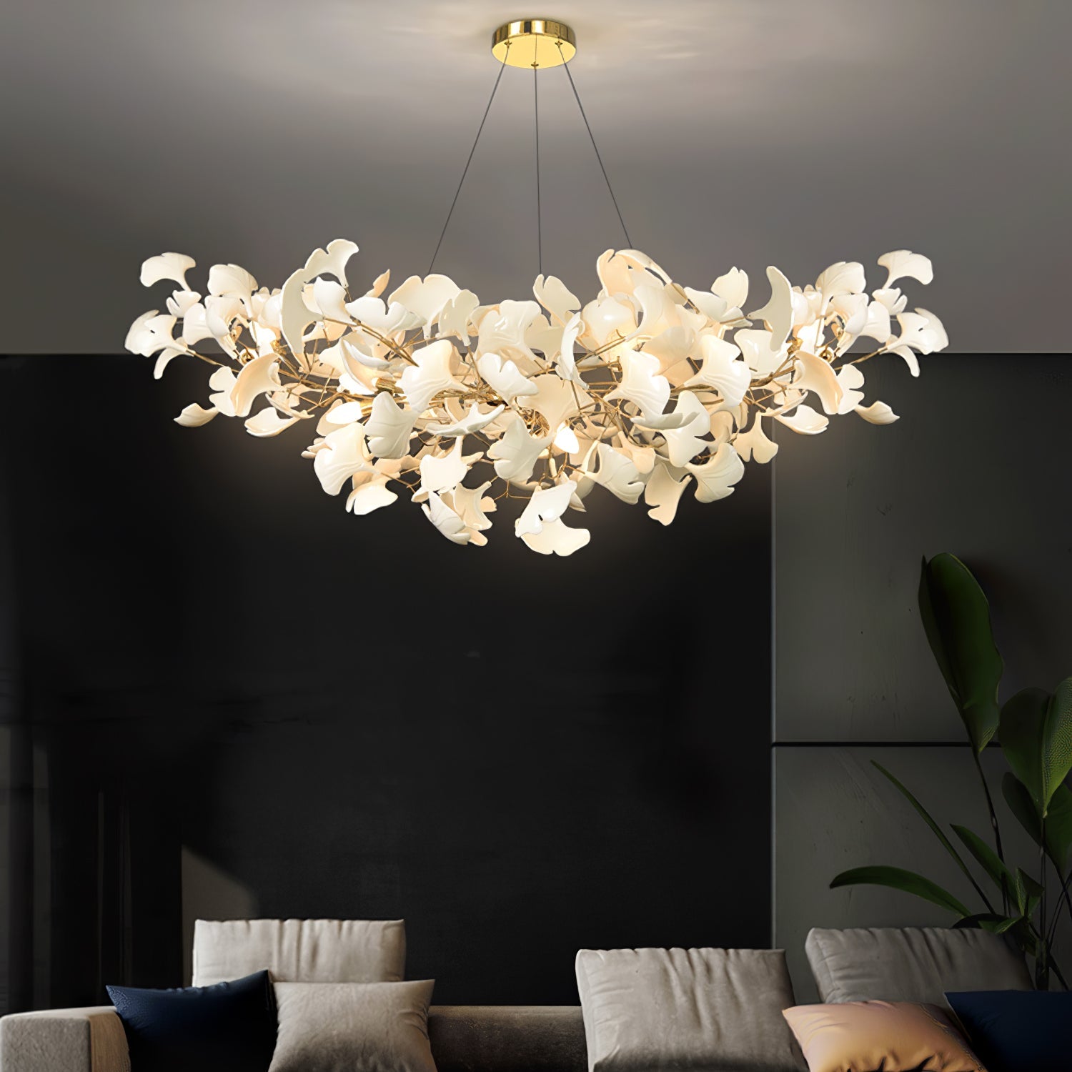 Olivia AutLume Modern Luxury Gold Entryway Ceramics Chandelier