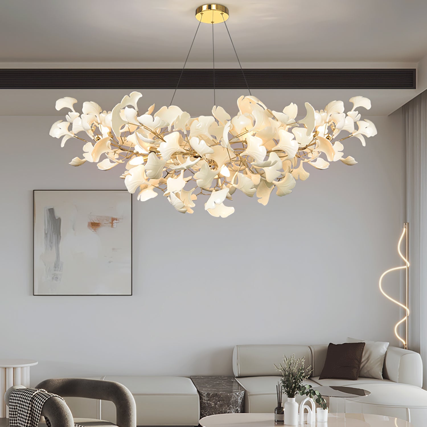 Olivia AutLume Modern Luxury Gold Entryway Ceramics Chandelier