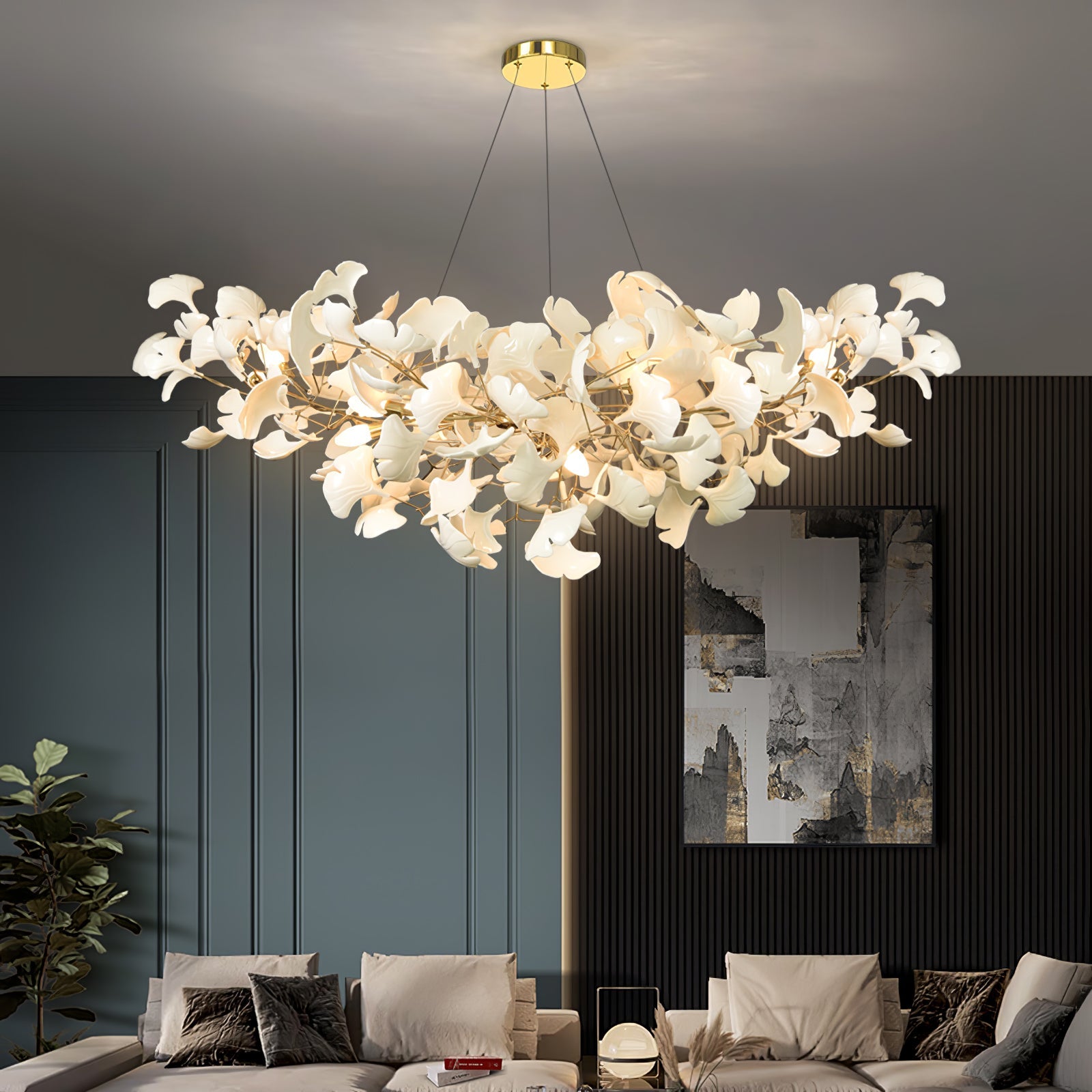 Olivia AutLume Modern Luxury Gold Entryway Ceramics Chandelier