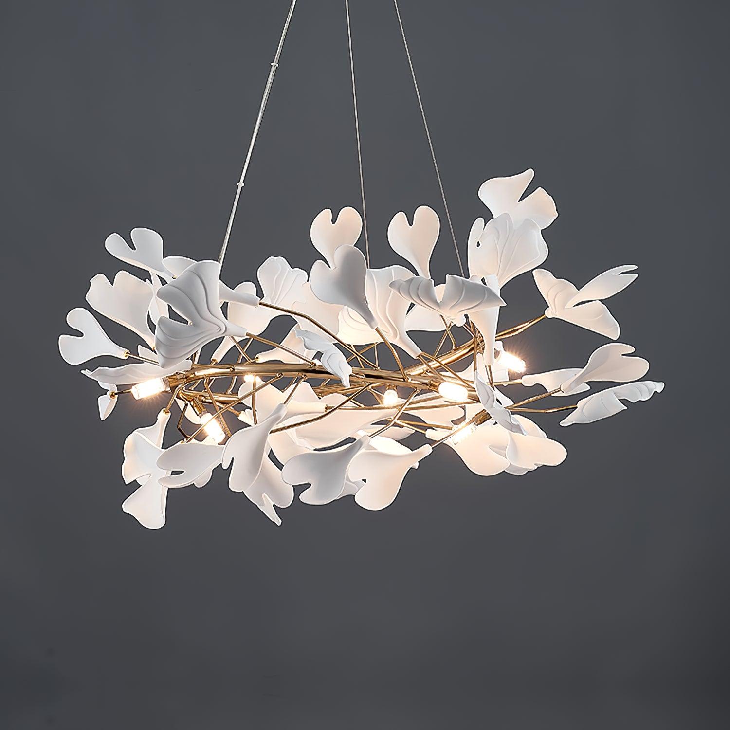 Olivia GinkLuxe Modern Golden LED Chandelier, Metal & Ceramic