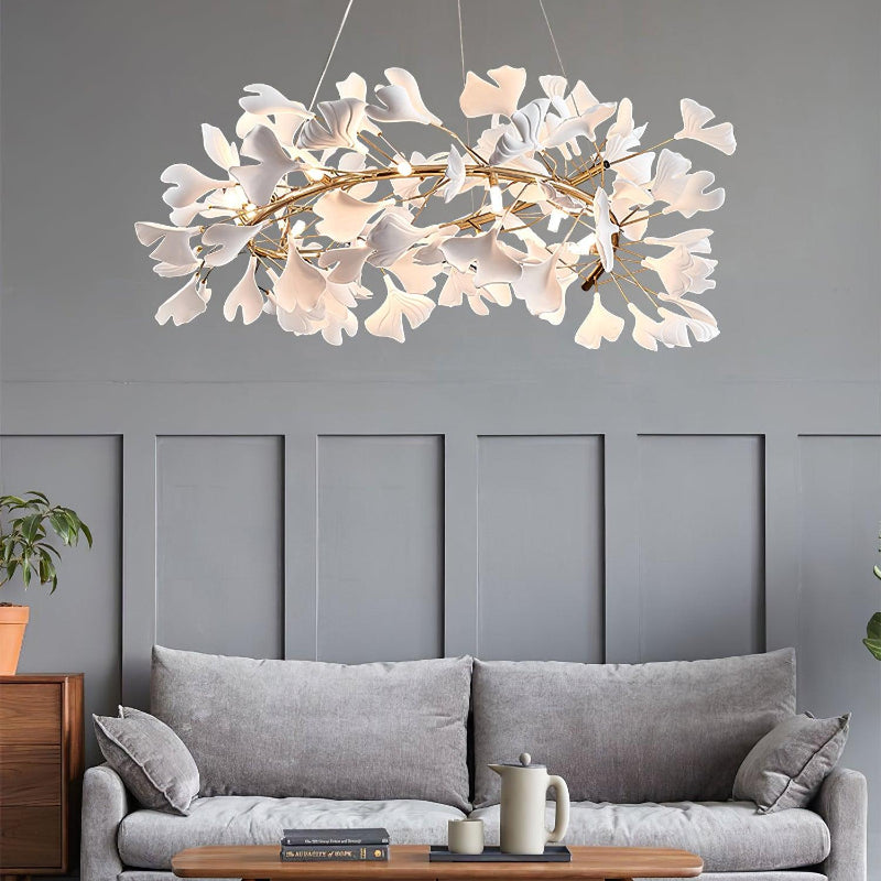 Olivia GinkLuxe Modern Golden LED Chandelier, Metal & Ceramic