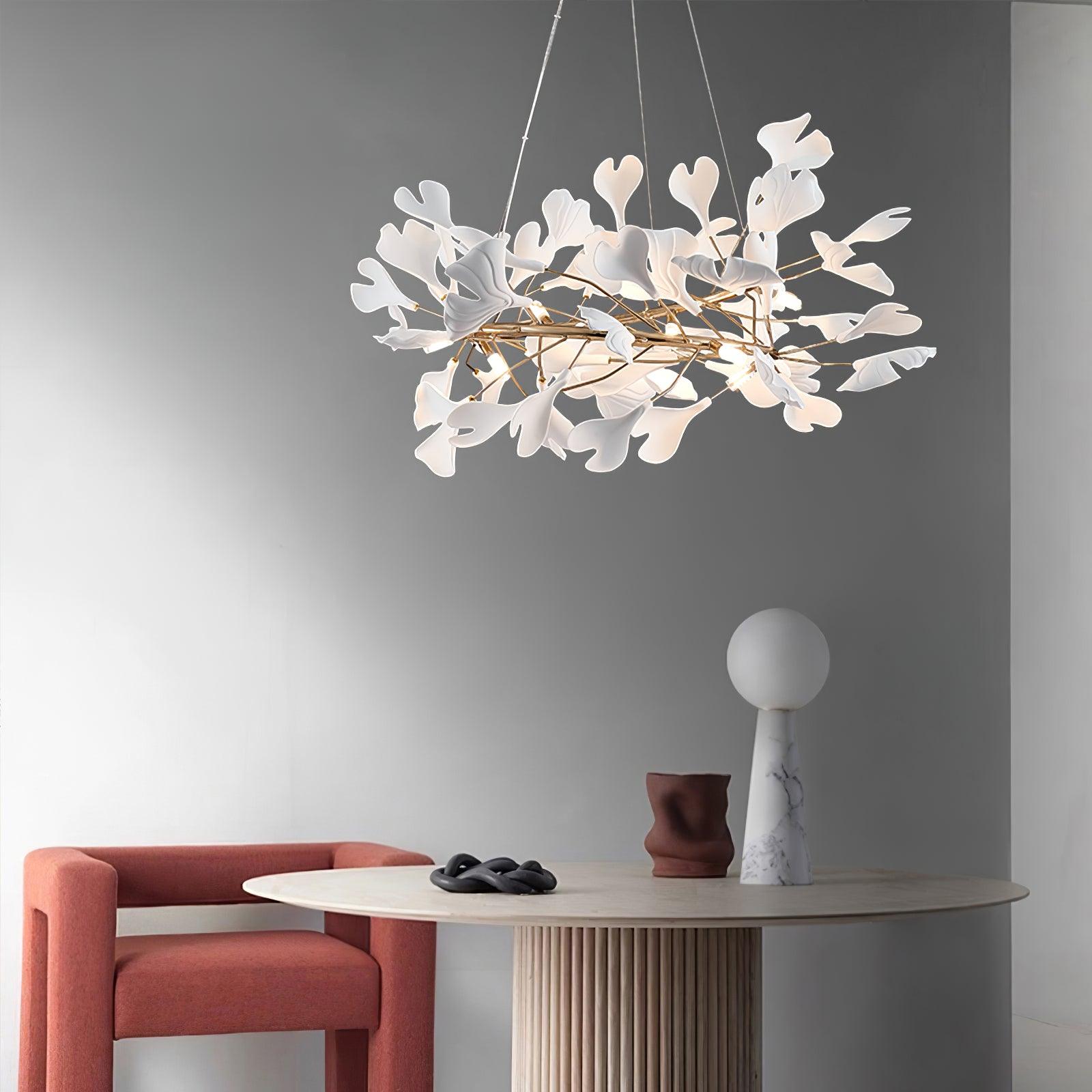 Olivia GinkLuxe Modern Golden LED Chandelier, Metal & Ceramic