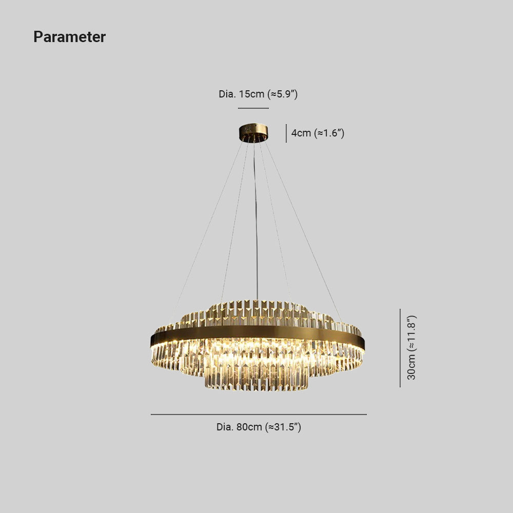 Marilyn Modern Tiered Crystal LED Chandelier in Brass Living Room