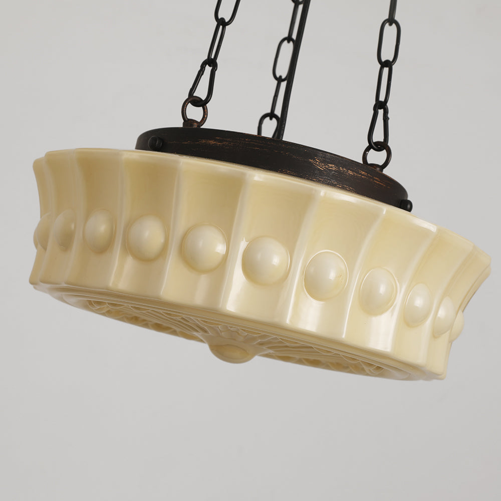 Hailie Vintage French Country Dome Pendant Light, White/Beige