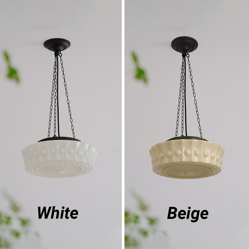 Hailie Vintage French Country Dome Pendant Light, White/Beige