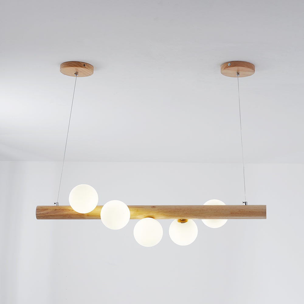 Valentina Glass Bubble Pendant Light Wood/Walnut