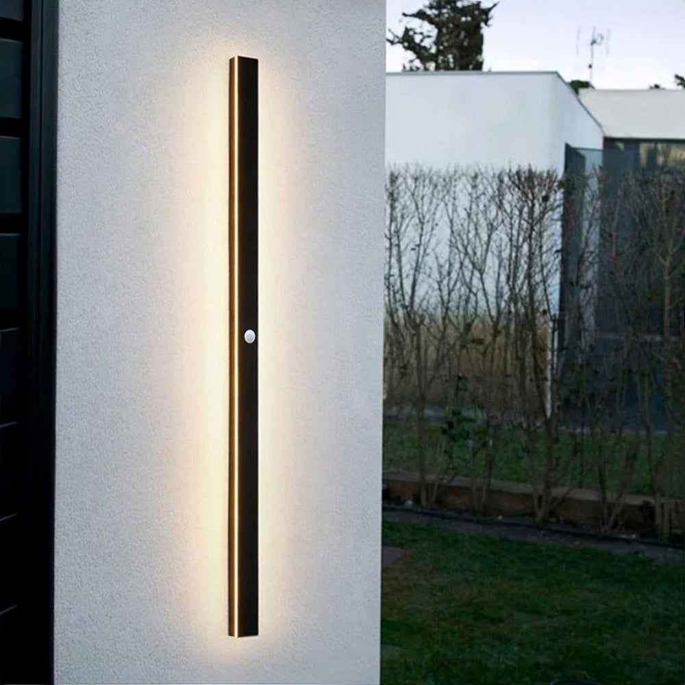 Edge Minimalist Linear Metal Outdoor Wall Lamp, Black, Balcony/Terrace