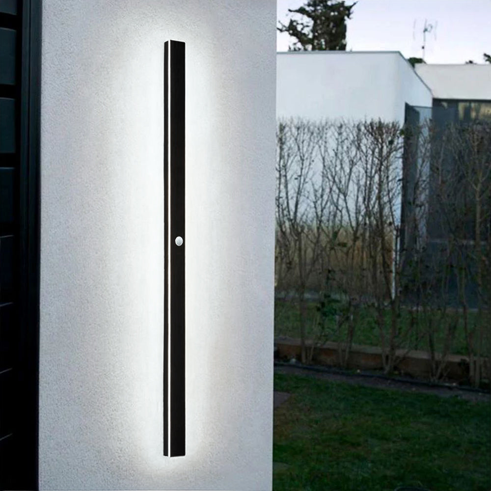 Edge Minimalist Linear Metal Outdoor Wall Lamp, Black, Balcony/Terrace