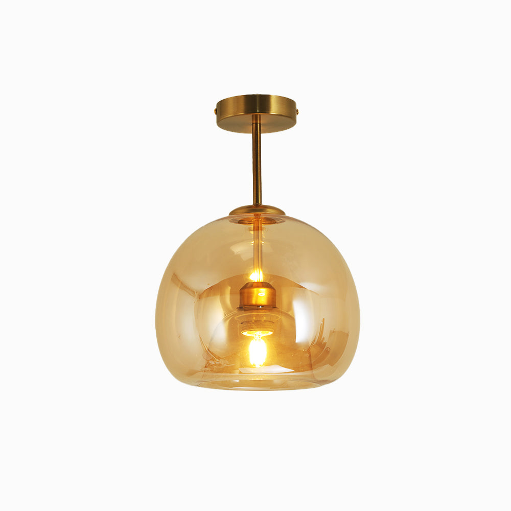 Sanna Modern Dome Glass Semi-Flush Mount Ceiling Light/Pendant Light, Gold/Black