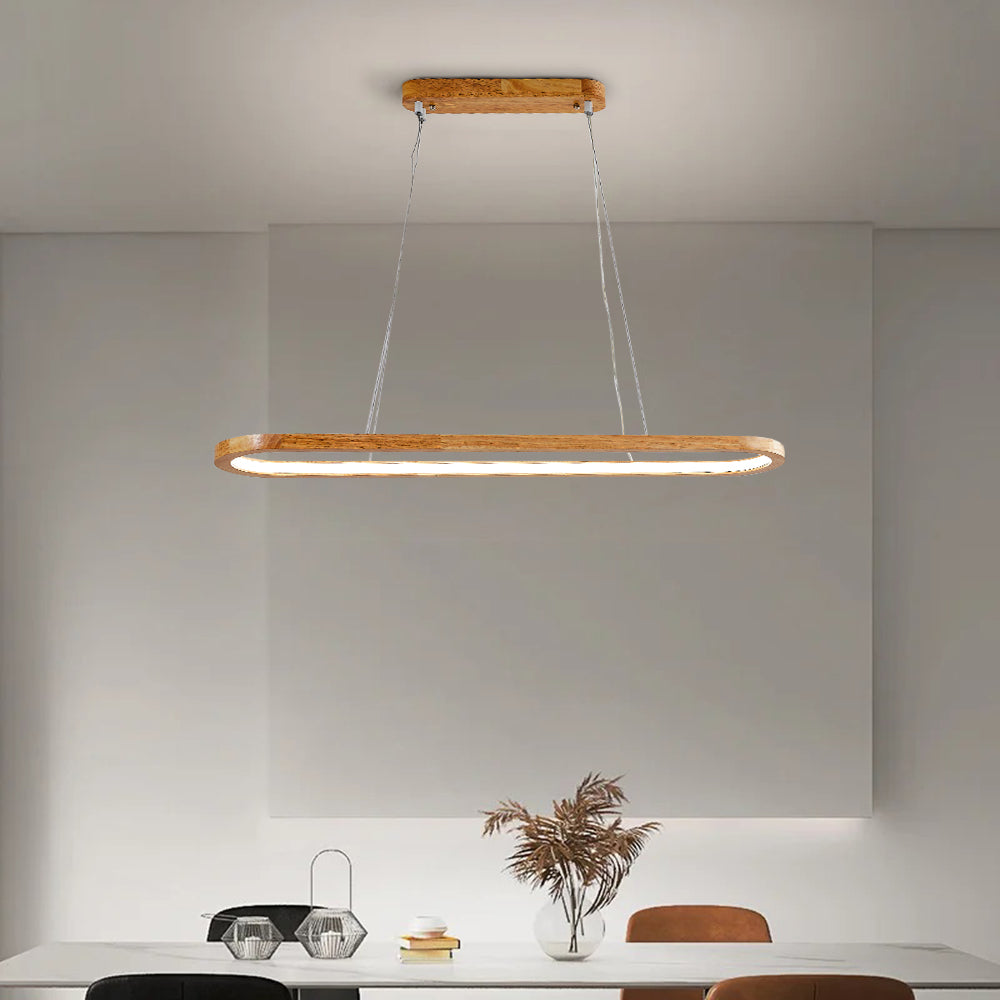 Ozawa Contemporary Oval Wooden Pendant Light, 23.6"/35.4"