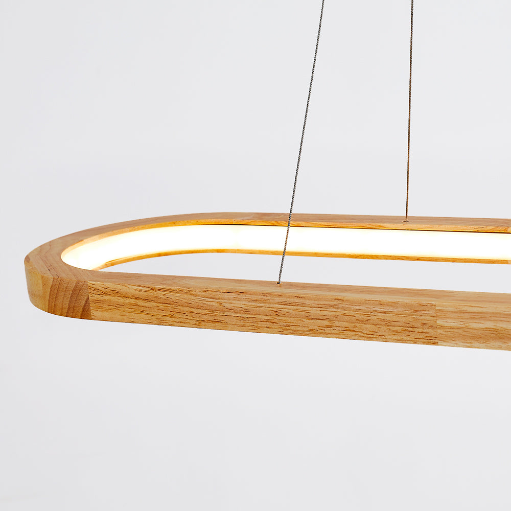 Ozawa Contemporary Oval Wooden Pendant Light, 23.6"/35.4"