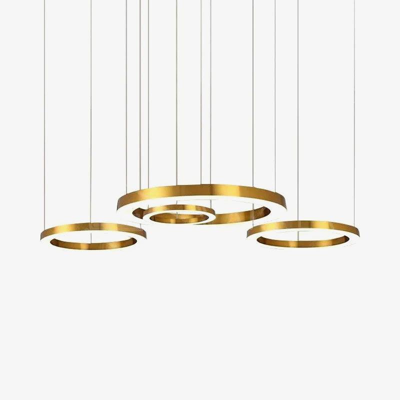 Arisha Modern LED Metal Large Multi Ring Adjustable Living/Dining Room Pendant Light, Gold