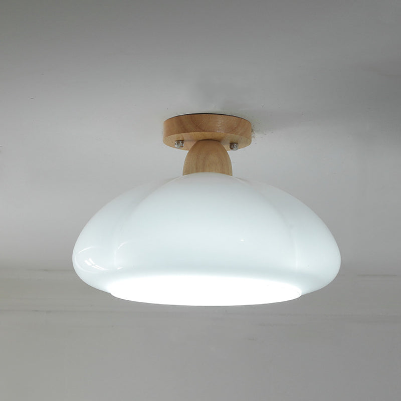 Hailie Modern LED Flush Mount Ceiling Light Glass Wood Living Room