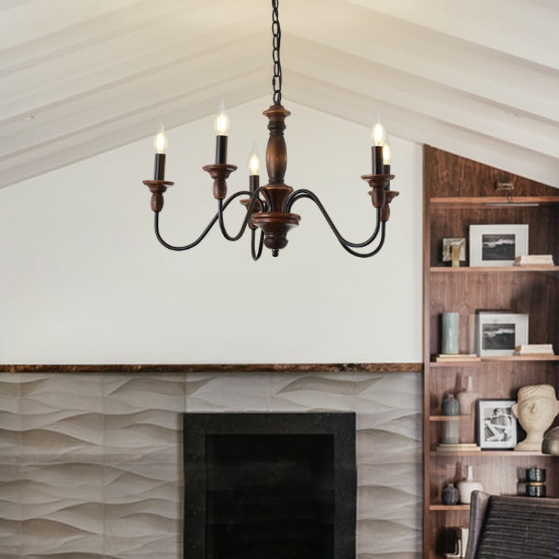 Silva Industrial Design LED Indoor Pendant Light Brown Wood Metal Bedroom/Living Room/Kitchen Island
