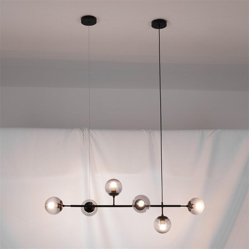 Valentina Industrial Long Linear Metal Hanging Bubble Multi Clear Glass Bulb Bedroom Pendant Light Brass/Black