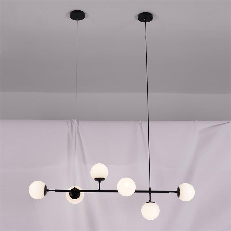 Valentina Industrial Long Linear Metal Hanging Bubble Multi Clear Glass Bulb Bedroom Pendant Light Brass/Black