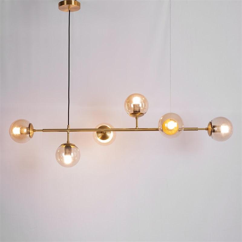 Valentina Industrial Long Linear Metal Hanging Bubble Multi Clear Glass Bulb Bedroom Pendant Light Brass/Black