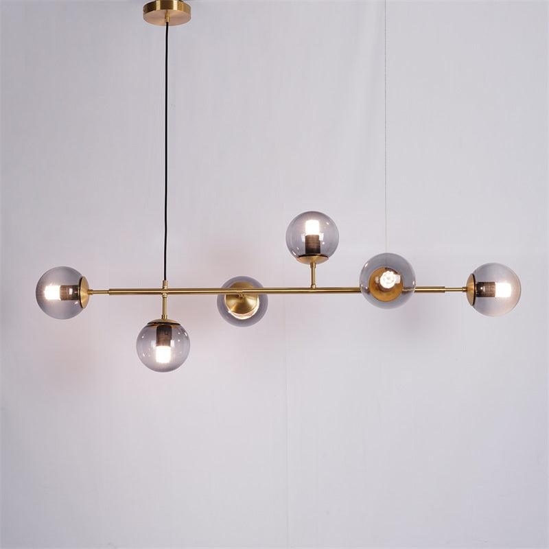 Valentina Industrial Long Linear Metal Hanging Bubble Multi Clear Glass Bulb Bedroom Pendant Light Brass/Black