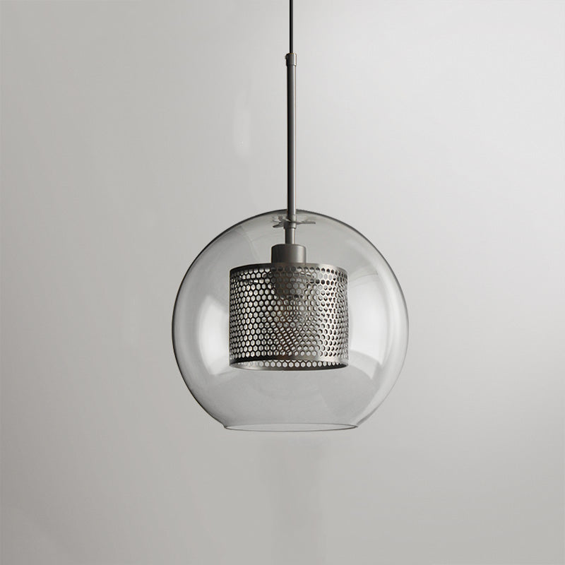 Oneal Contemporary Golden Pendant Light, Metal/Glass, Globe/Cylindric