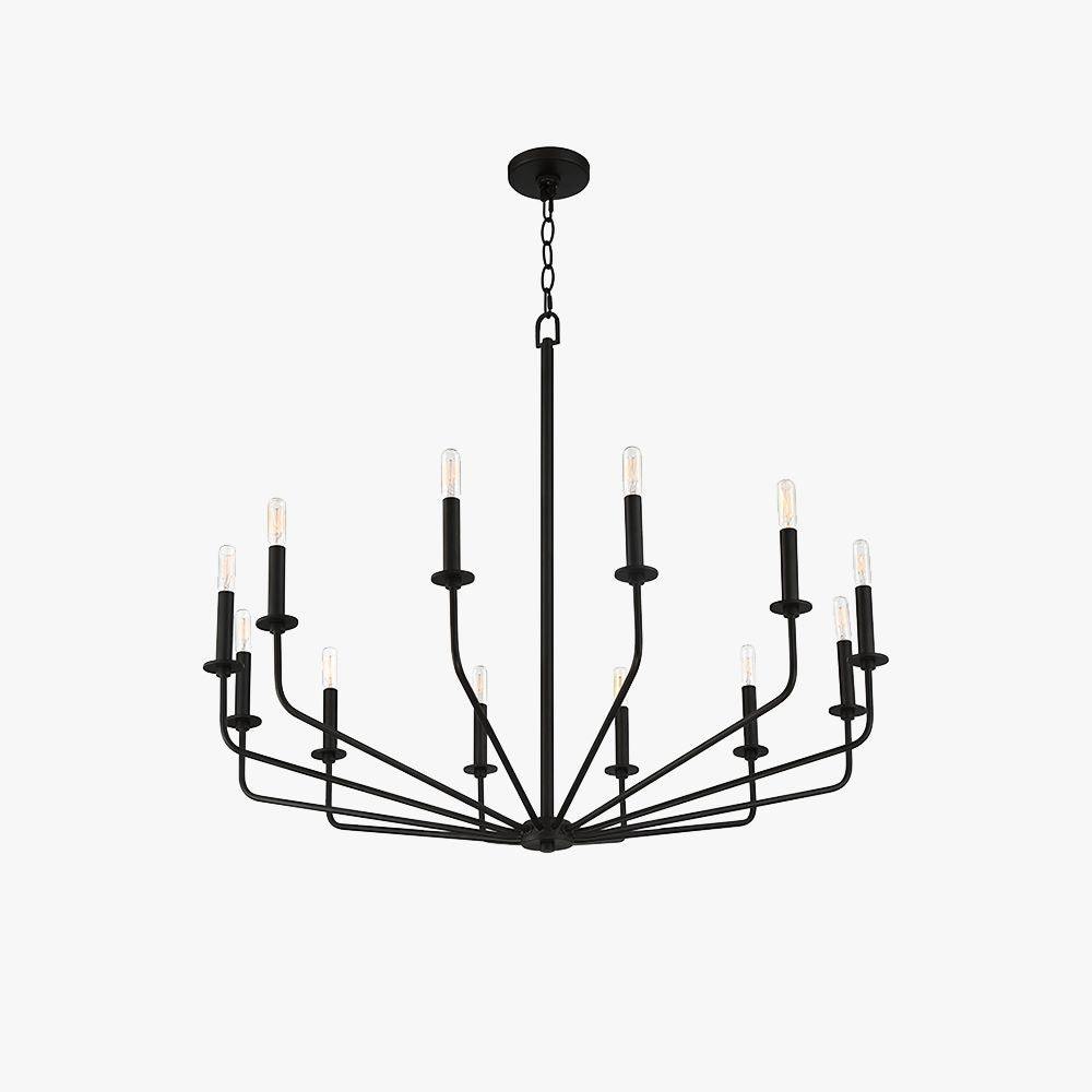 Alessio Modern Industrial LED Chandelier Black Metal  Living Room