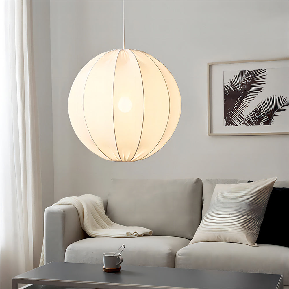 Renée Modern Minimalist Sphere Metal/Fabric Pendant Light, White