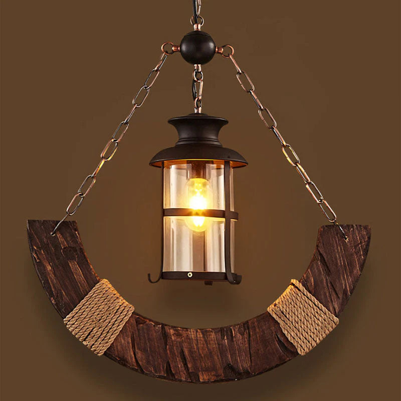 Austin Decorative Pendant Light Wood Brown Dining Room Living Room