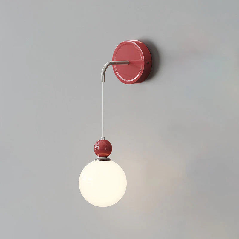 Morandi Modern LED Indoor Wall Lamp Red/Coffee Metal/Glass Bedroom