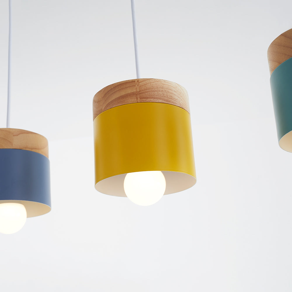 Morandi Modern Can Shape Metal/Wood Pendant Light