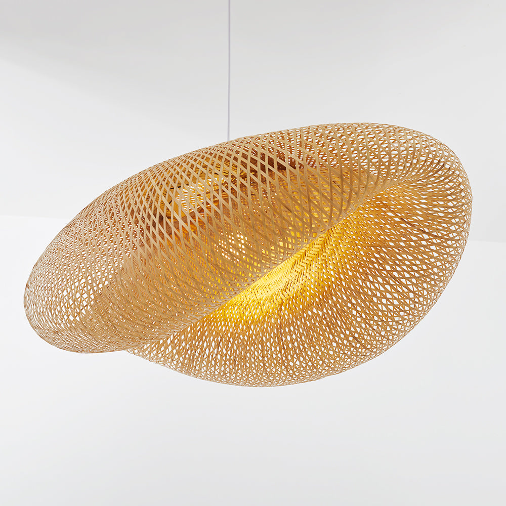 Muto Modern Pendant Light for Dining Room/Kitchen Island, Bamboo