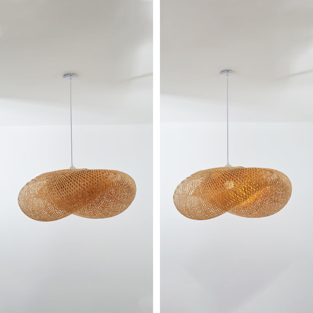 Muto Modern Pendant Light for Dining Room/Kitchen Island, Bamboo