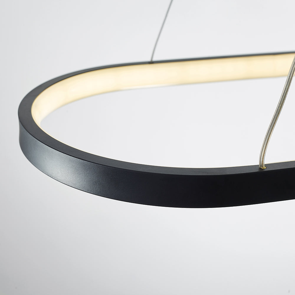 Edge Oval Minimalist Hanging Pendant Light, Black/White/Gold
