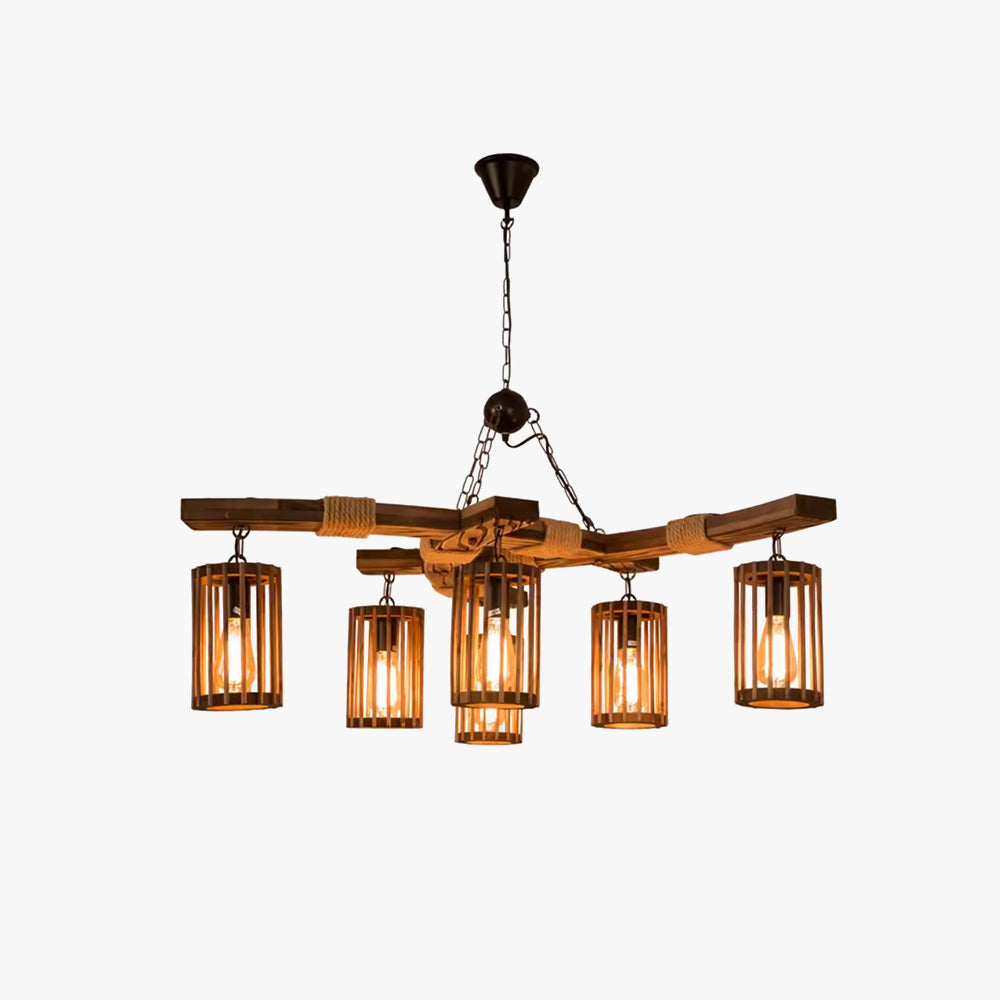 Austin Retro LED Chandelier Wood Restaurant/Living Room/Bar