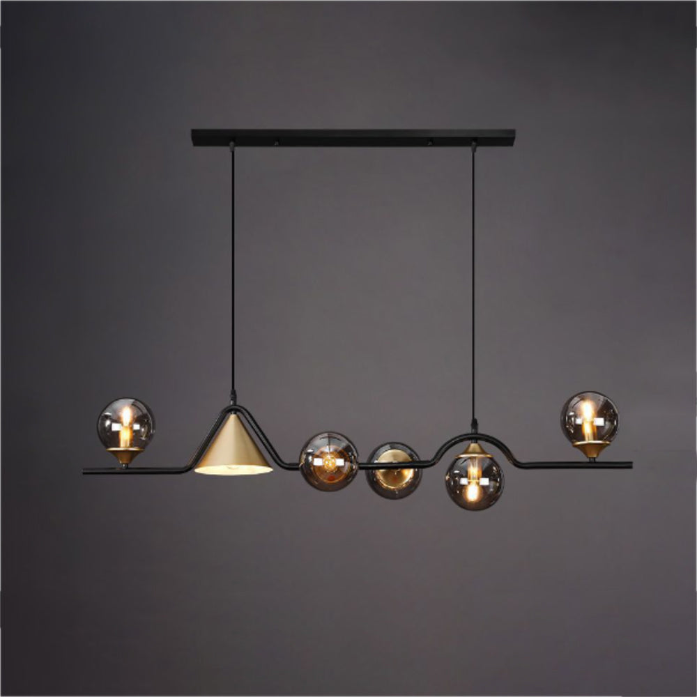 Edge Modern LED Pendant Light Black/Gold Glass Living Room/Bedroom