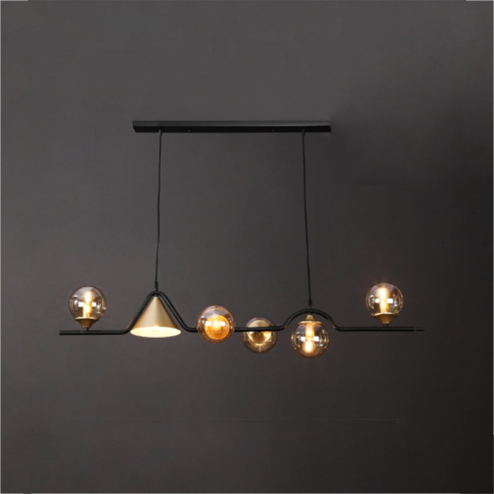 Edge Modern LED Pendant Light Black/Gold Glass Living Room/Bedroom