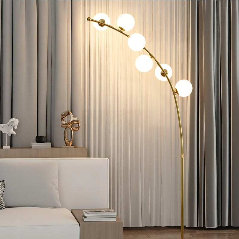 Valentina Modern Arc Multi Head Bubble Floor Lamp Black/Gold