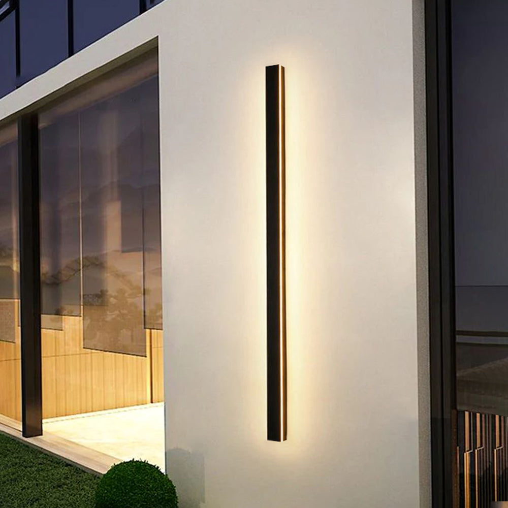 Edge Minimalist Linear Metal Outdoor Wall Lamp, Black, Balcony/Terrace