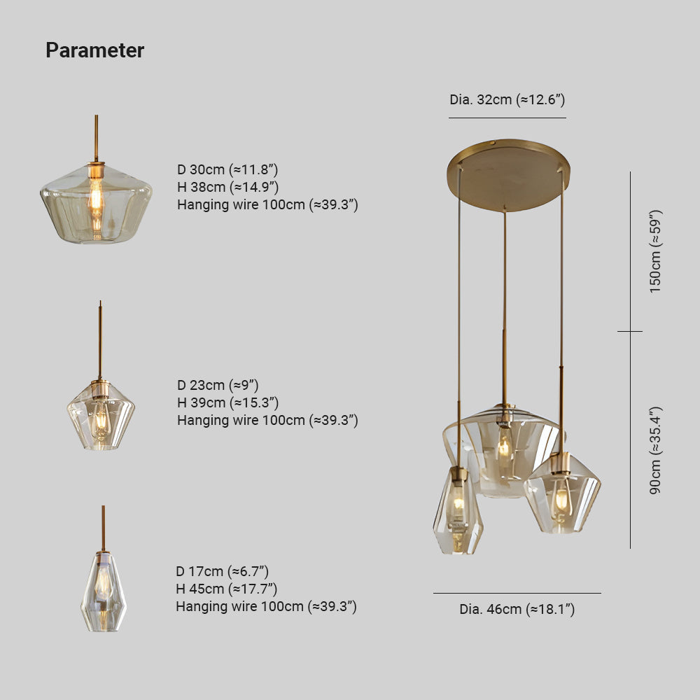 Hailie Pendant Light Clear Glass, Clear/Amber, Bedroom