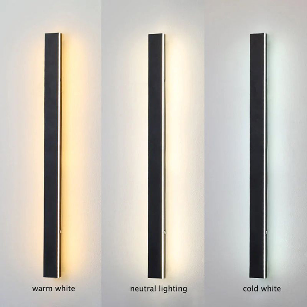 Edge Minimalist Linear Metal Outdoor Wall Lamp, Black, Balcony/Terrace