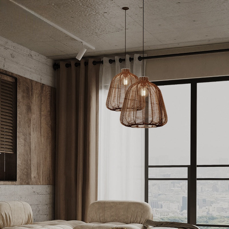 Muto Minimalist LED Pendant Light Rattan Living Room Bedroom Bar