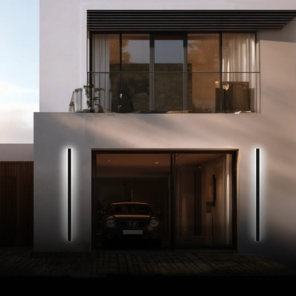 Edge Minimalist Linear Metal Outdoor Wall Lamp, Black, Balcony/Terrace