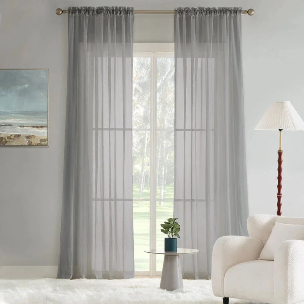 Tala Solid Flame Retardant Sheer Curtains Pleated