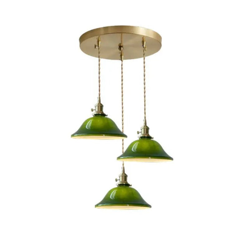 Hailie Rustic Vintage LED Pendant Light Green Copper Glass Dining Room