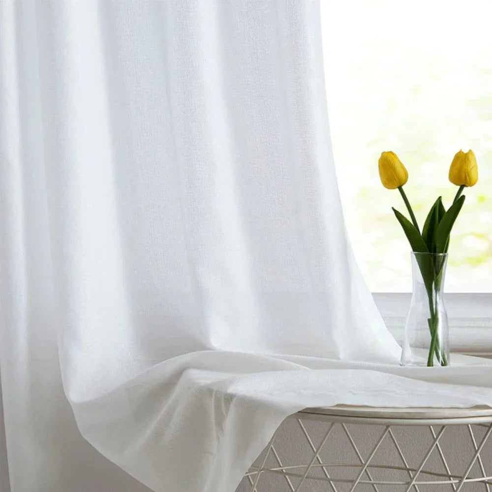 Mina Herringbone Texture Semi Sheer Curtains Grommet