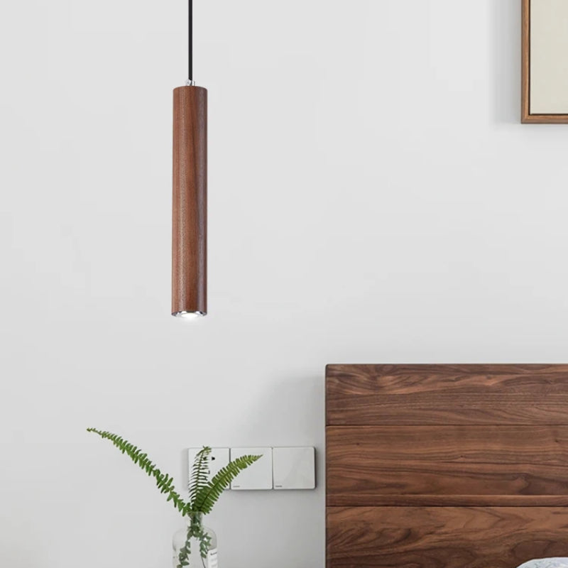 Ozawa Cylindrical Wood Pendant Light, for Bedroom & Kitchen Island