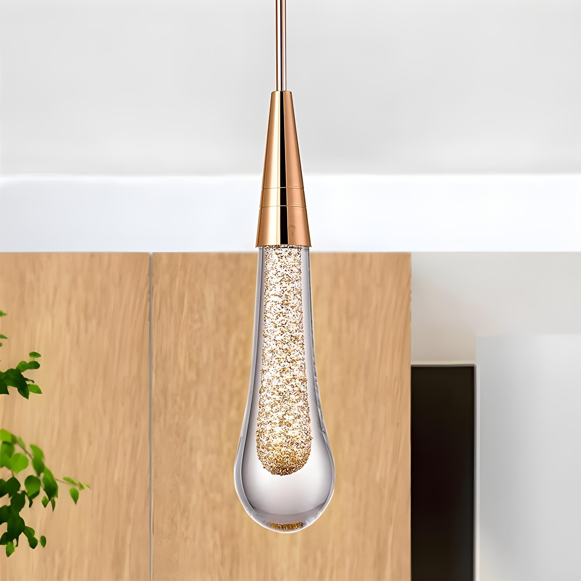 Hailie Teardrop Gold Pendant Light, Crystal & Metal, 1/3/5 Heads