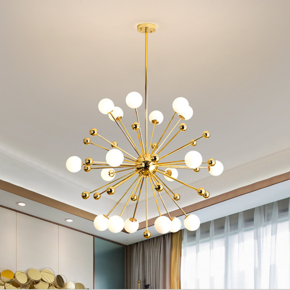 Alessio Modern LED Chandelier Gold Glass Living/Dining Room/Bedroom